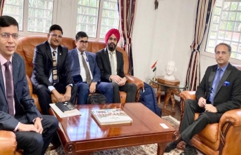 Ambassador Abhishek Singh received the visiting delegation from International Solar Alliance (ISA) Secretariat and NTPC today at the Embassy. They are  visiting Venezuela for a feasibility study of an ISA project related to solar parks